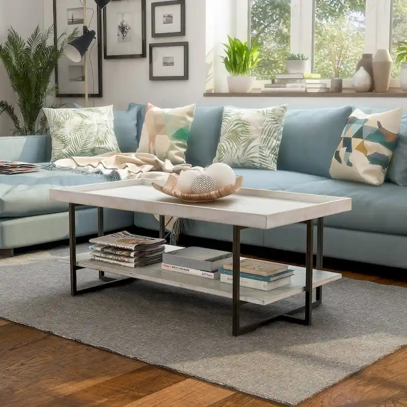 Table basse Damara Transitional de 47 pouces en métal avec 1 étagère par Furniture of America