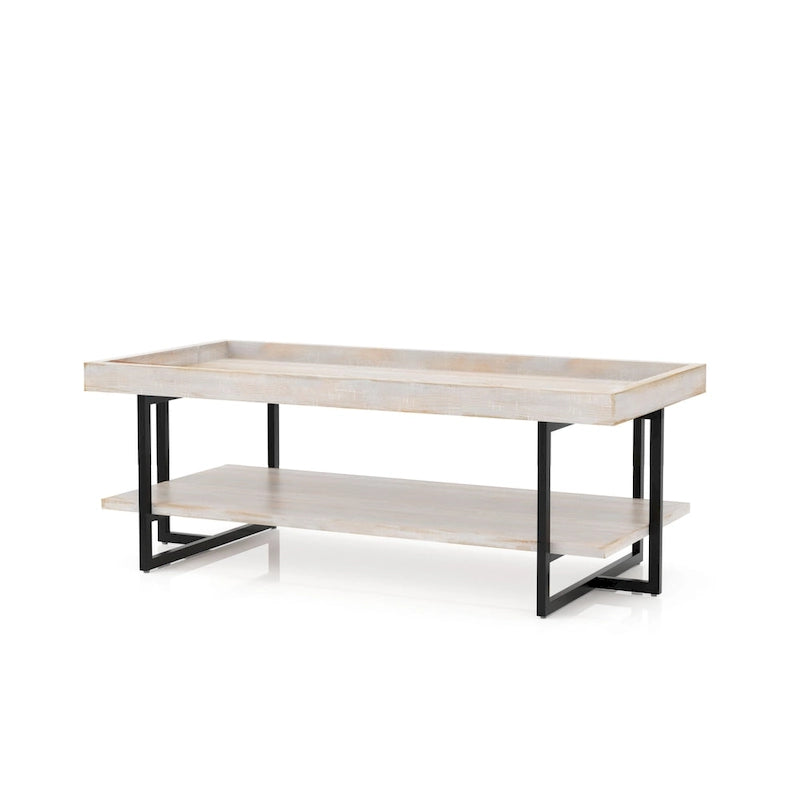 Table basse Damara Transitional de 47 pouces en métal avec 1 étagère par Furniture of America