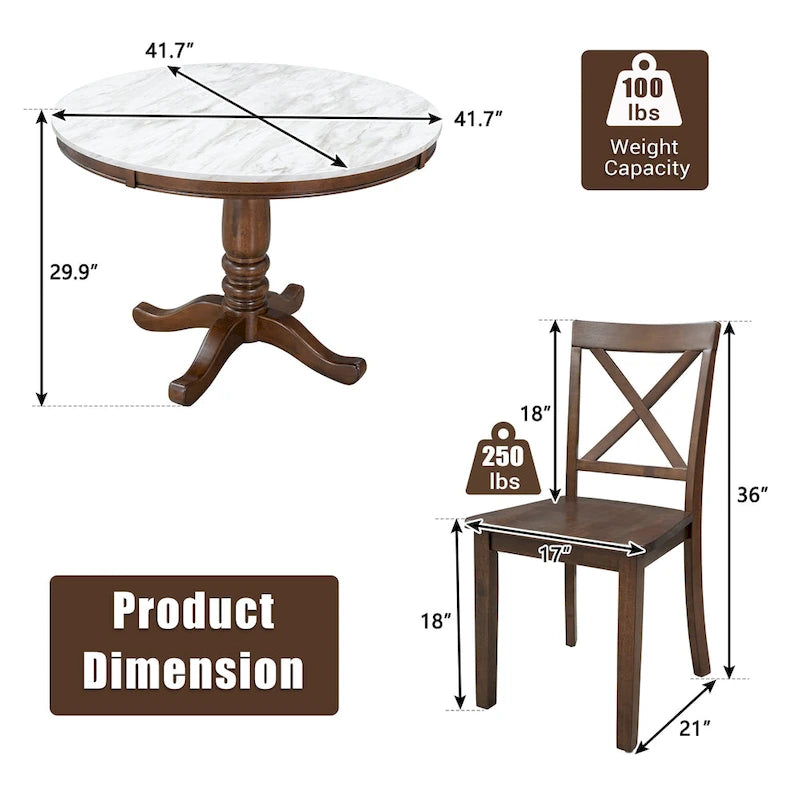Ensemble table et chaises de salle à manger 5 pièces