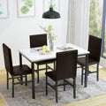 Ensemble table et chaises de salle à manger moderne pour 4 personnes, table à manger en faux marbre avec 4 chaises rembourrées en cuir PU pour salon, cuisine