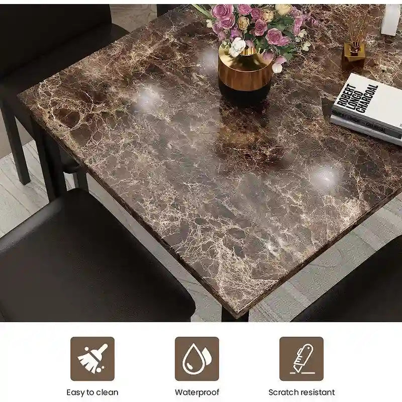 Ensemble table et chaises de salle à manger moderne pour 4 personnes, table à manger en faux marbre avec 4 chaises rembourrées en cuir PU pour salon, cuisine