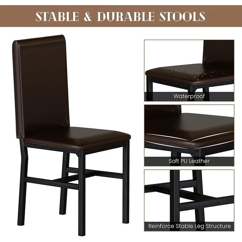 Ensemble table et chaises de salle à manger moderne pour 4 personnes, table à manger en faux marbre avec 4 chaises rembourrées en cuir PU pour salon, cuisine
