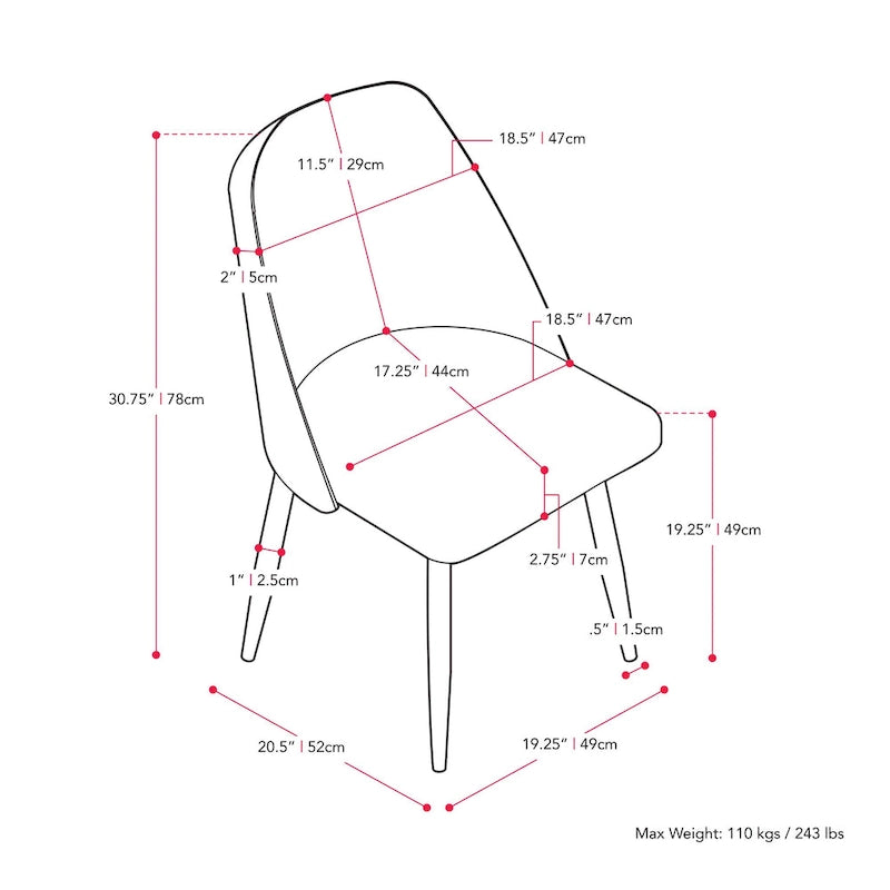 Chaise de salle à manger Ayla en velours