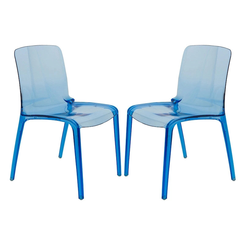 Chaise de salle à manger empilable en acrylique, minimaliste, en plastique, moderne, avec dossier intégral, transparente, d'appoint, pour cuisine, lot de 2