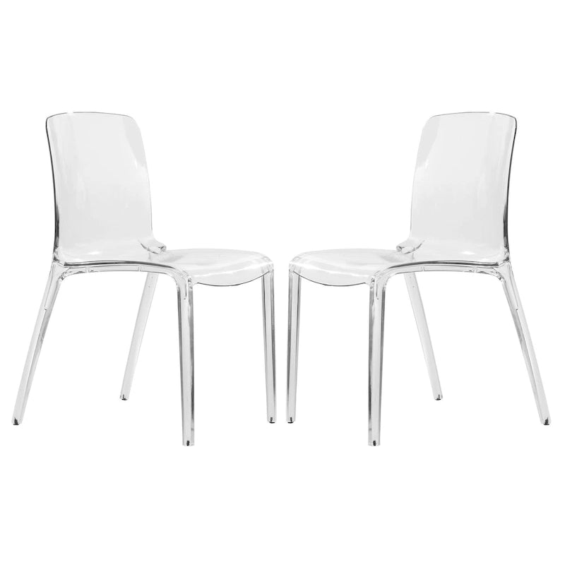 Chaise de salle à manger empilable en acrylique, minimaliste, en plastique, moderne, avec dossier intégral, transparente, d'appoint, pour cuisine, lot de 2
