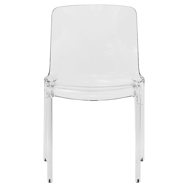 Chaise de salle à manger empilable en acrylique, minimaliste, en plastique, moderne, avec dossier intégral, transparente, d'appoint, pour cuisine, lot de 2