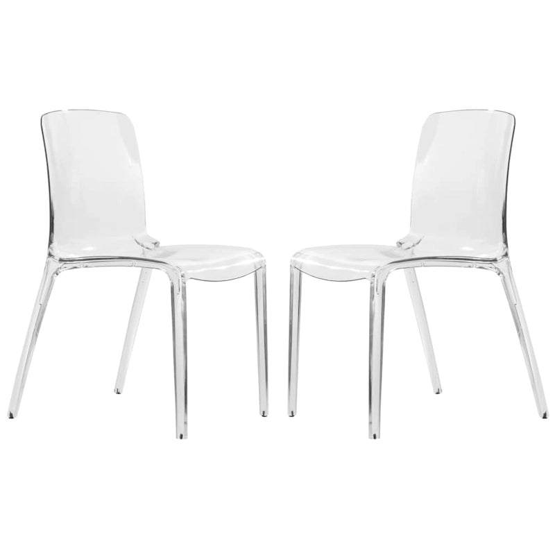 Chaise de salle à manger empilable en acrylique, minimaliste, en plastique, moderne, avec dossier intégral, transparente, d'appoint, pour cuisine, lot de 2