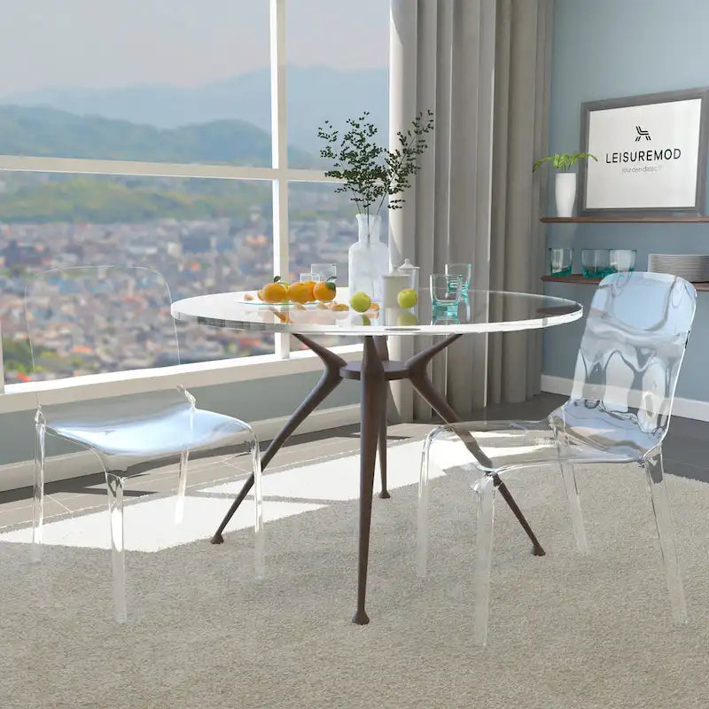 Chaise de salle à manger empilable en acrylique, minimaliste, en plastique, moderne, avec dossier intégral, transparente, d'appoint, pour cuisine, lot de 2