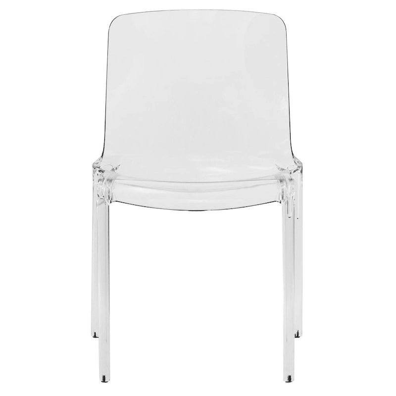 Chaise de salle à manger empilable en acrylique, minimaliste, en plastique, moderne, avec dossier intégral, transparente, d'appoint, pour cuisine, lot de 2