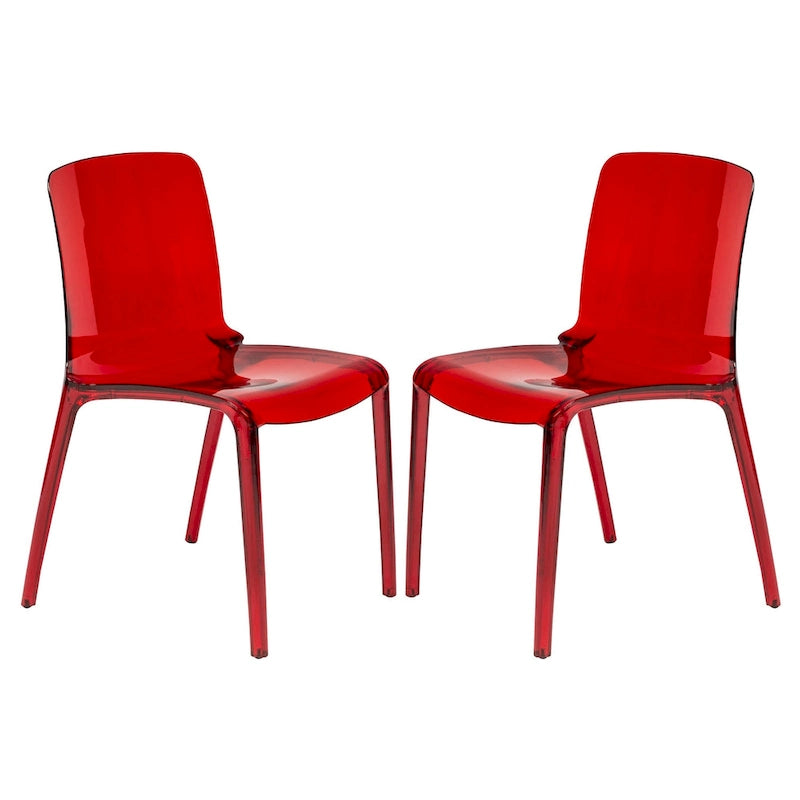 Chaise de salle à manger empilable en acrylique, minimaliste, en plastique, moderne, avec dossier intégral, transparente, d'appoint, pour cuisine, lot de 2