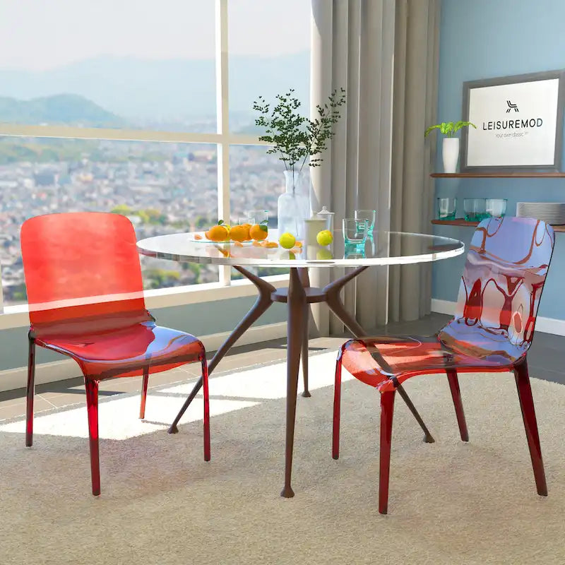 Chaise de salle à manger empilable en acrylique, minimaliste, en plastique, moderne, avec dossier intégral, transparente, d'appoint, pour cuisine, lot de 2