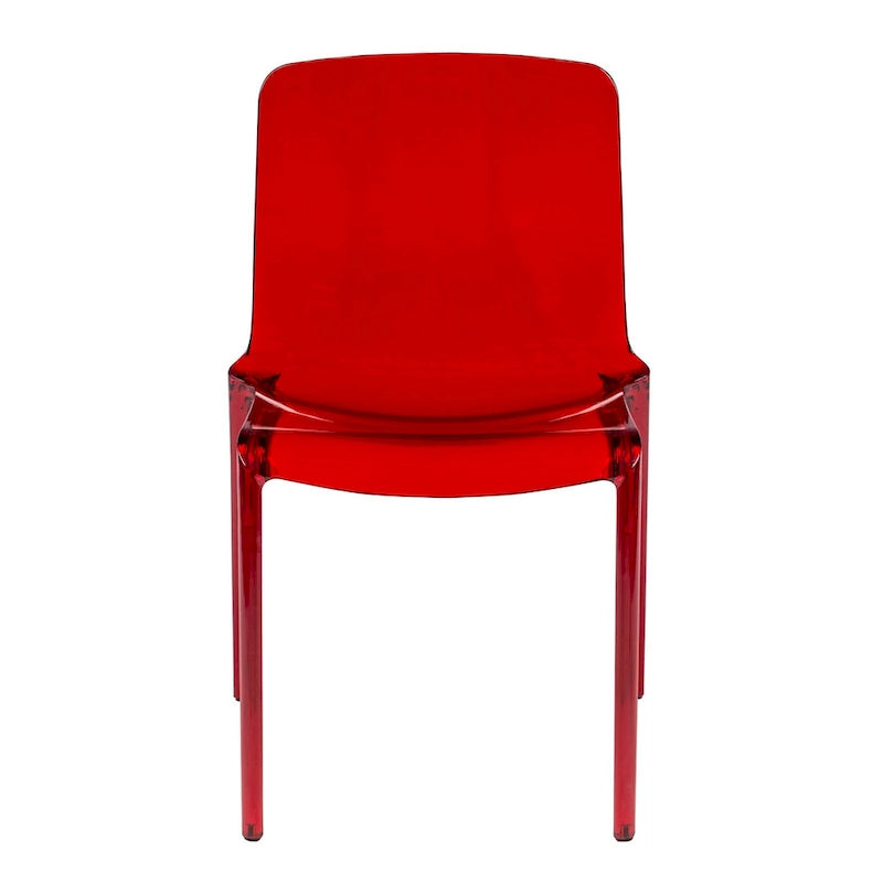 Chaise de salle à manger empilable en acrylique, minimaliste, en plastique, moderne, avec dossier intégral, transparente, d'appoint, pour cuisine, lot de 2