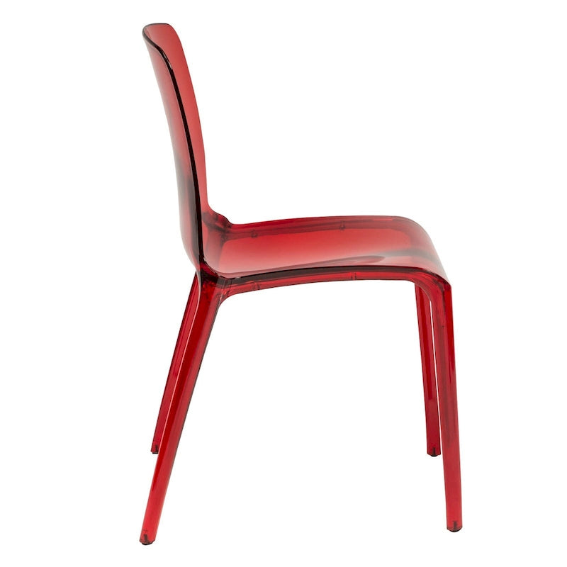 Chaise de salle à manger empilable en acrylique, minimaliste, en plastique, moderne, avec dossier intégral, transparente, d'appoint, pour cuisine, lot de 2