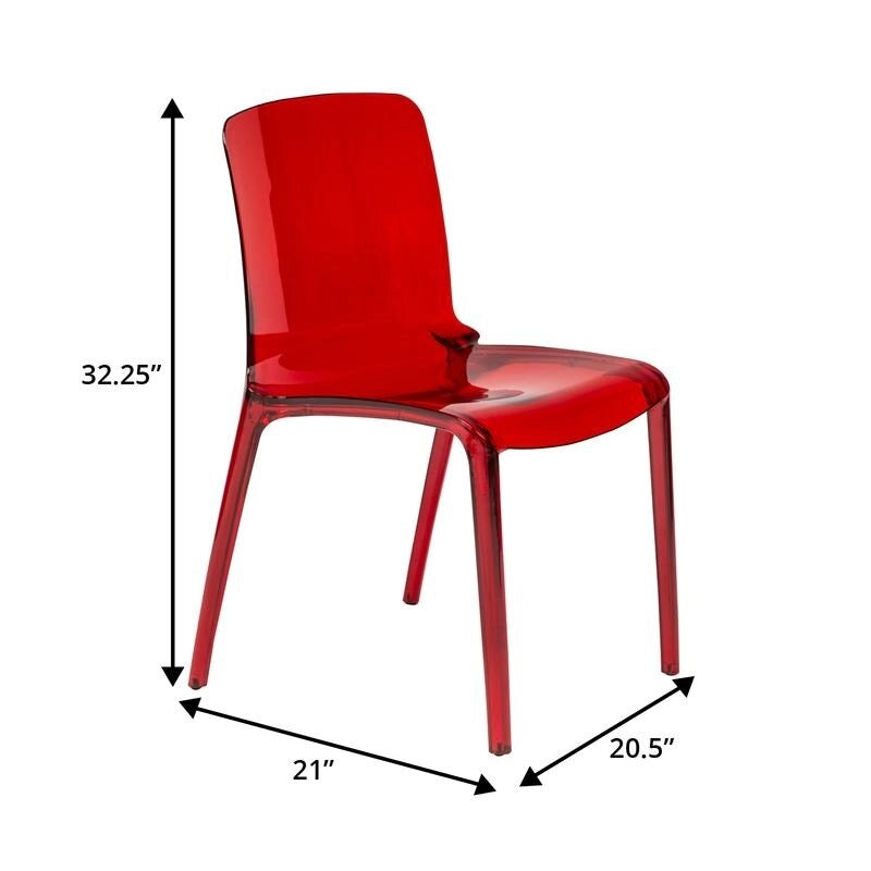 Chaise de salle à manger empilable en acrylique, minimaliste, en plastique, moderne, avec dossier intégral, transparente, d'appoint, pour cuisine, lot de 2