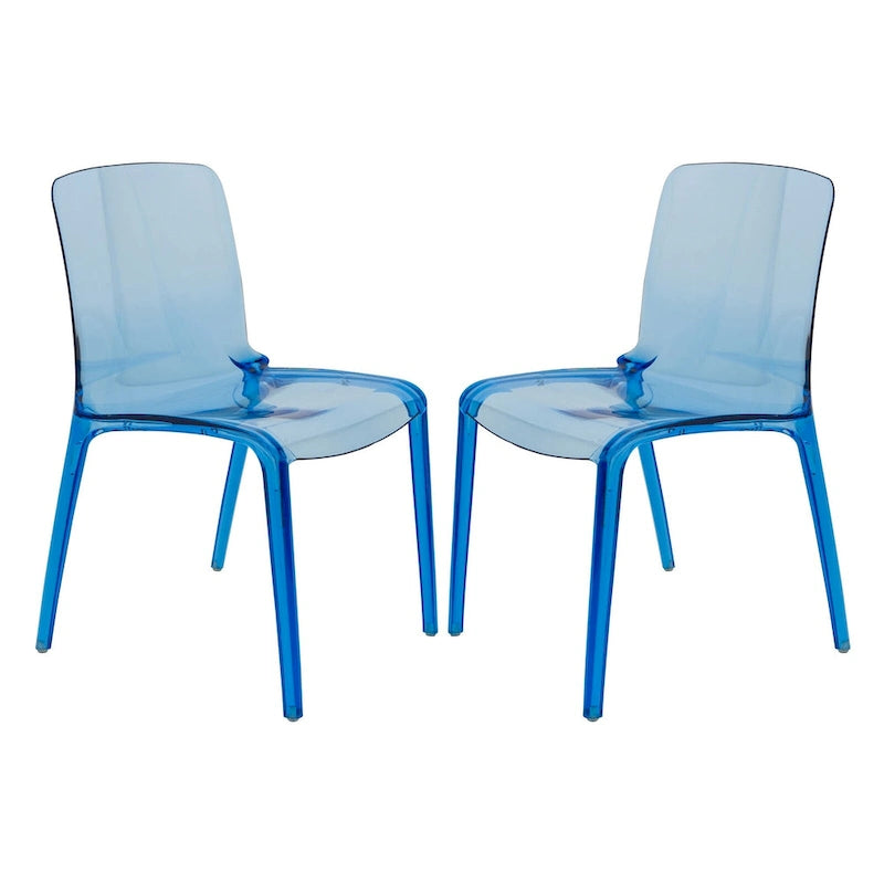Chaise de salle à manger empilable en acrylique, minimaliste, en plastique, moderne, avec dossier intégral, transparente, d'appoint, pour cuisine, lot de 2