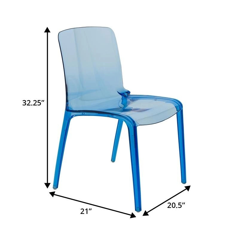 Chaise de salle à manger empilable en acrylique, minimaliste, en plastique, moderne, avec dossier intégral, transparente, d'appoint, pour cuisine, lot de 2