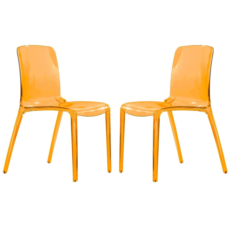 Chaise de salle à manger empilable en acrylique, minimaliste, en plastique, moderne, avec dossier intégral, transparente, d'appoint, pour cuisine, lot de 2