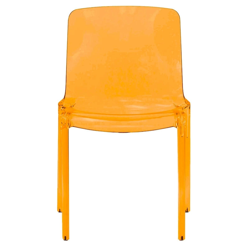 Chaise de salle à manger empilable en acrylique, minimaliste, en plastique, moderne, avec dossier intégral, transparente, d'appoint, pour cuisine, lot de 2