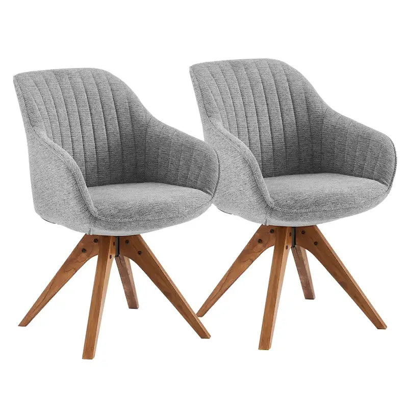 Lot de 2 chaises de salle à manger pivotantes Art Leon de style Mid-century avec pieds en bois