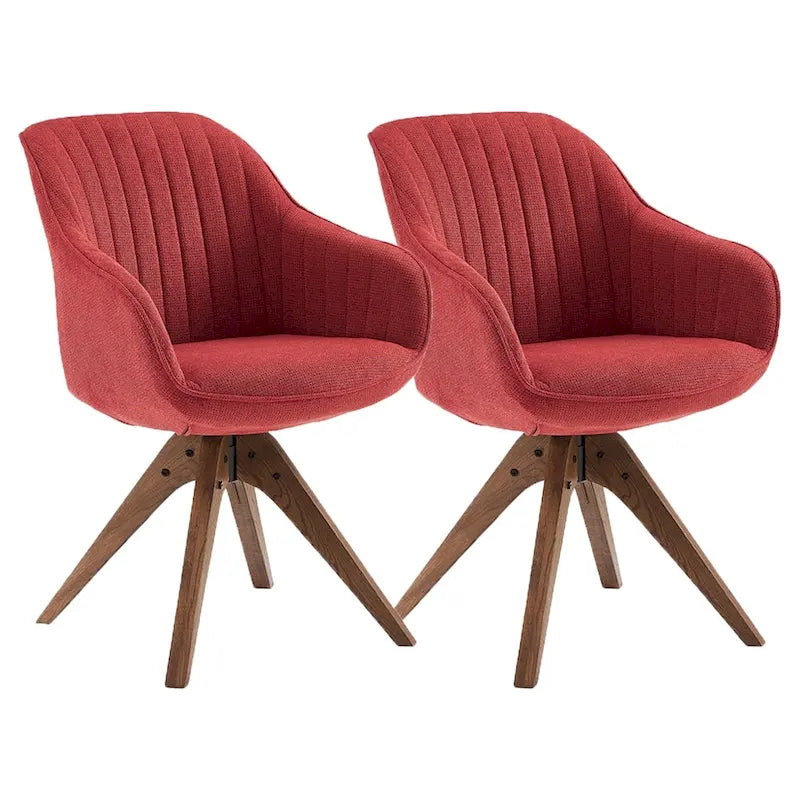Lot de 2 chaises de salle à manger pivotantes Art Leon de style Mid-century avec pieds en bois