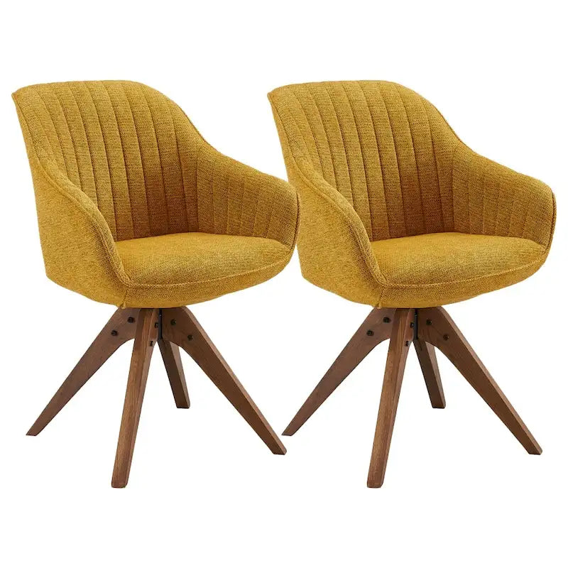 Lot de 2 chaises de salle à manger pivotantes Art Leon de style Mid-century avec pieds en bois