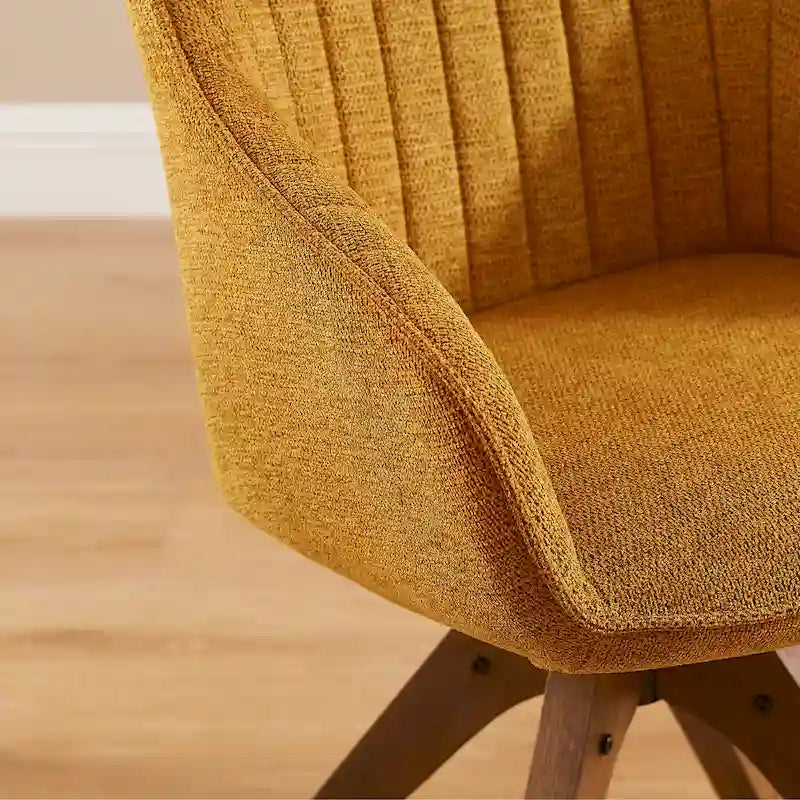 Lot de 2 chaises de salle à manger pivotantes Art Leon de style Mid-century avec pieds en bois