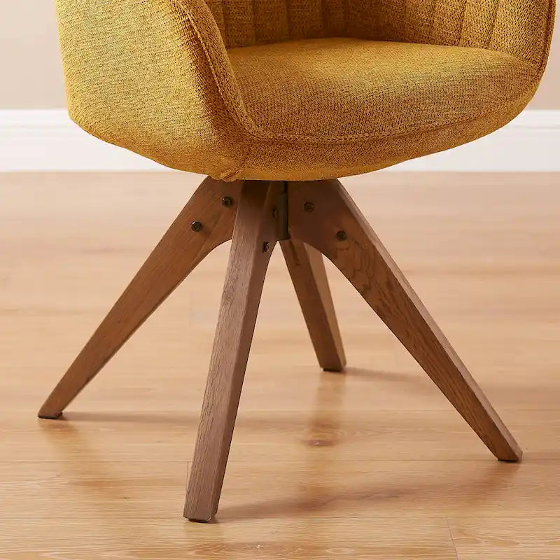 Lot de 2 chaises de salle à manger pivotantes Art Leon de style Mid-century avec pieds en bois