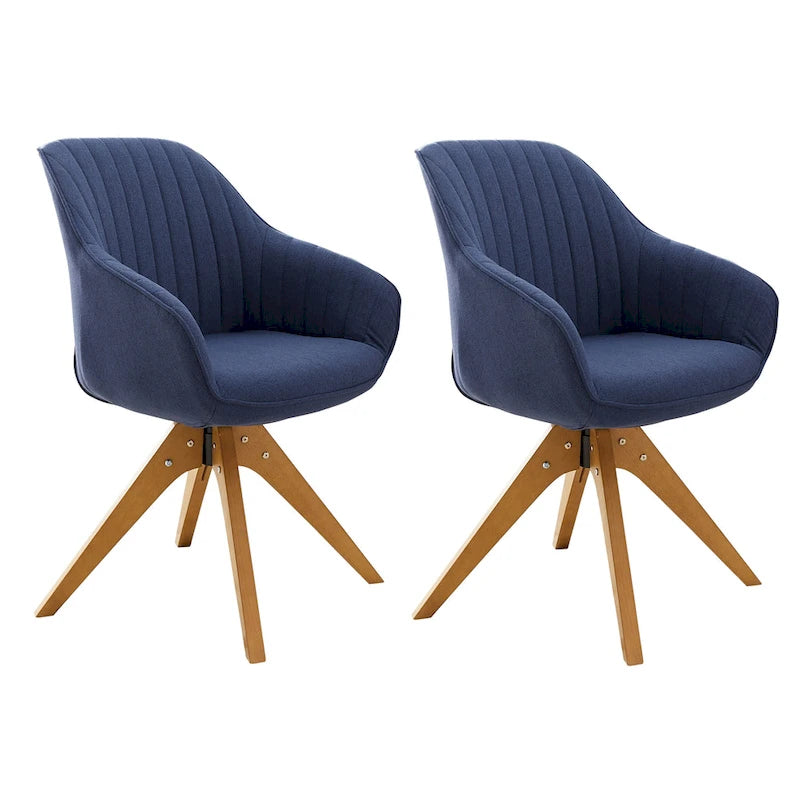 Lot de 2 chaises de salle à manger pivotantes Art Leon de style Mid-century avec pieds en bois