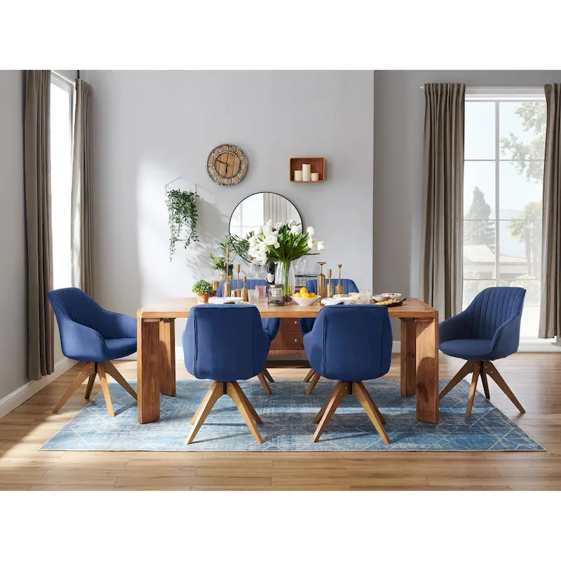 Lot de 2 chaises de salle à manger pivotantes Art Leon de style Mid-century avec pieds en bois