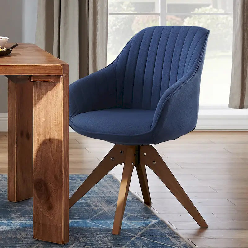 Lot de 2 chaises de salle à manger pivotantes Art Leon de style Mid-century avec pieds en bois