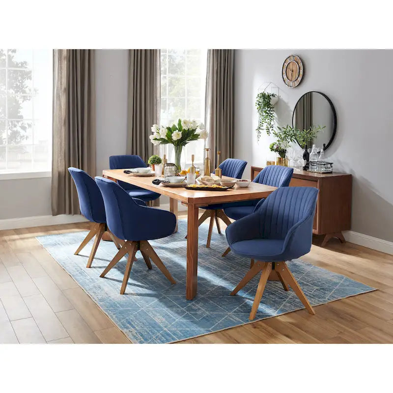 Lot de 2 chaises de salle à manger pivotantes Art Leon de style Mid-century avec pieds en bois