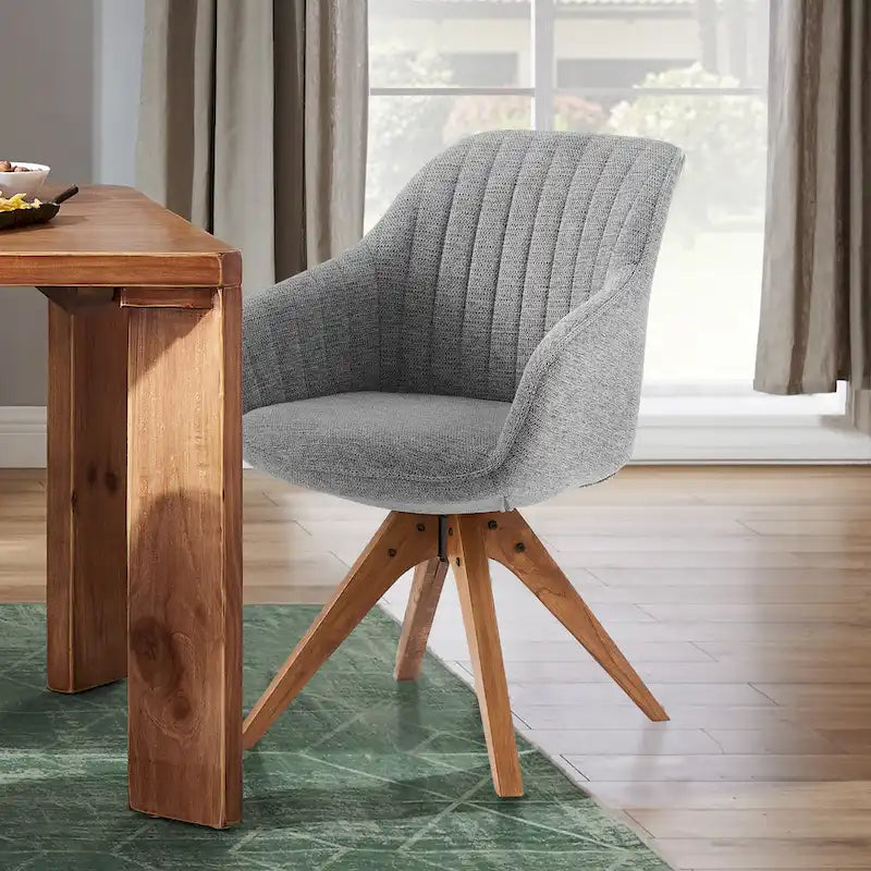 Lot de 2 chaises de salle à manger pivotantes Art Leon de style Mid-century avec pieds en bois