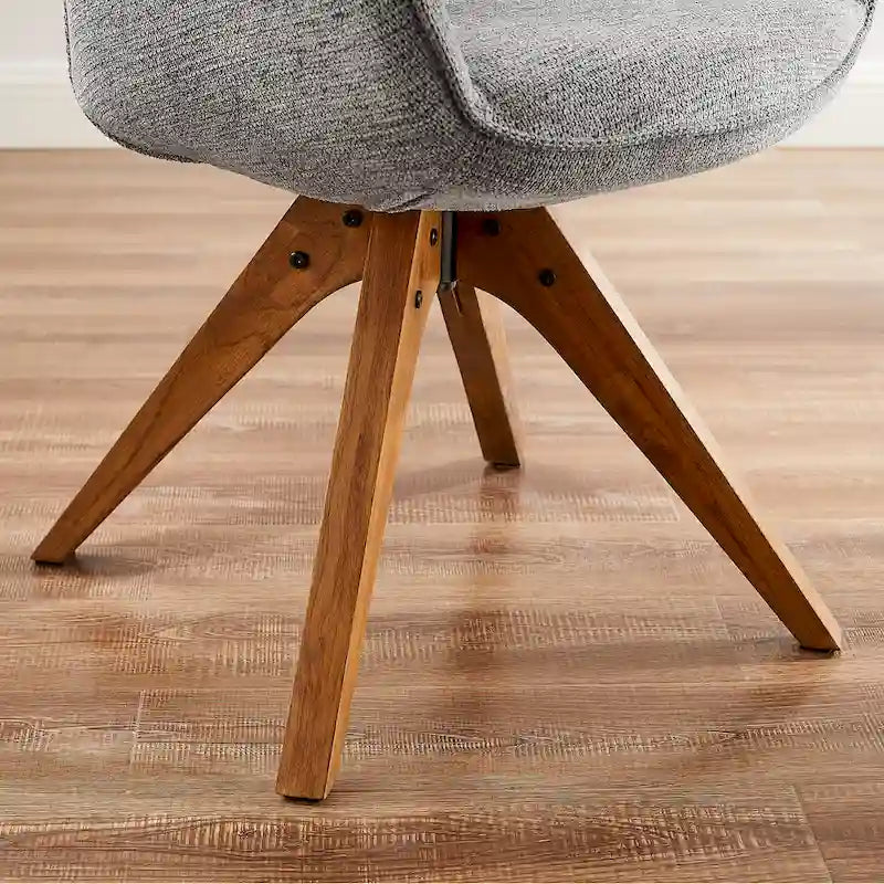 Lot de 2 chaises de salle à manger pivotantes Art Leon de style Mid-century avec pieds en bois