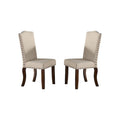 Upholstered Cream Cushion Dinner Chairs, Cherry Brown(Set of 2)