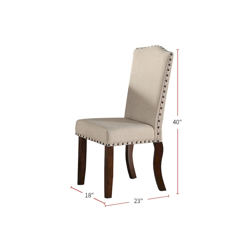 Chaises de salle à manger capitonnées crème, marron cerise (lot de 2)