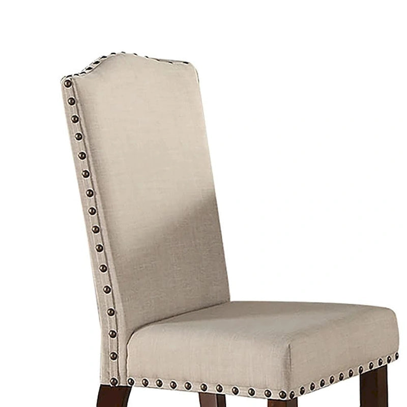 Chaises de salle à manger capitonnées crème, marron cerise (lot de 2)