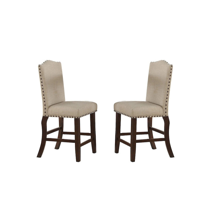 Chaises de salle à manger capitonnées crème, marron cerise (lot de 2)