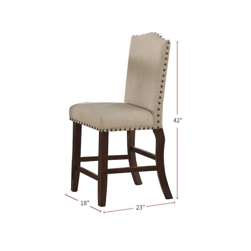 Chaises de salle à manger capitonnées crème, marron cerise (lot de 2)