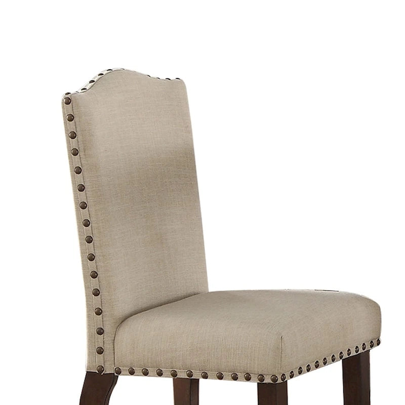 Chaises de salle à manger capitonnées crème, marron cerise (lot de 2)