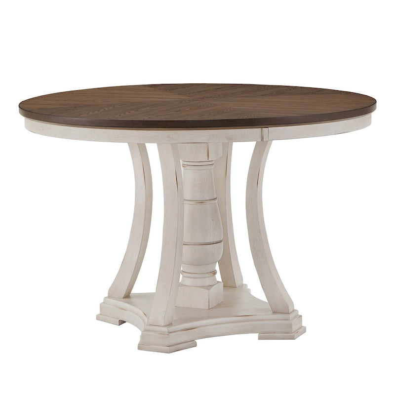 Ensemble de table à manger ronde Tournus bicolore en bois d'hévéa massif par iNSPIRE Q Classic
