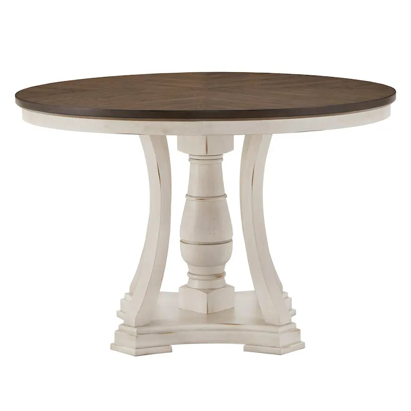Ensemble de table à manger ronde Tournus bicolore en bois d'hévéa massif par iNSPIRE Q Classic