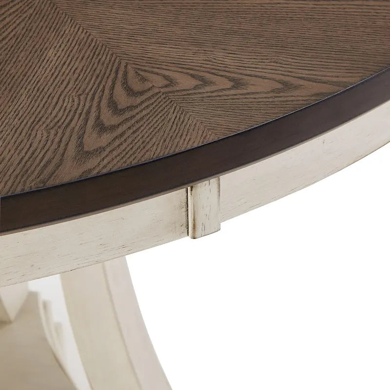 Ensemble de table à manger ronde Tournus bicolore en bois d'hévéa massif par iNSPIRE Q Classic