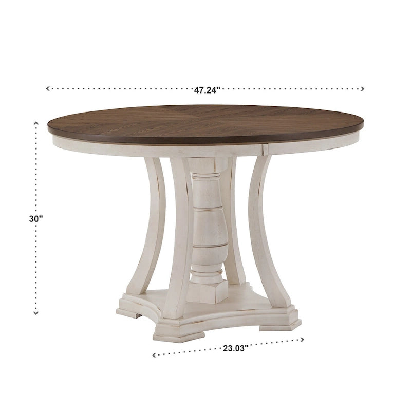 Ensemble de table à manger ronde Tournus bicolore en bois d'hévéa massif par iNSPIRE Q Classic