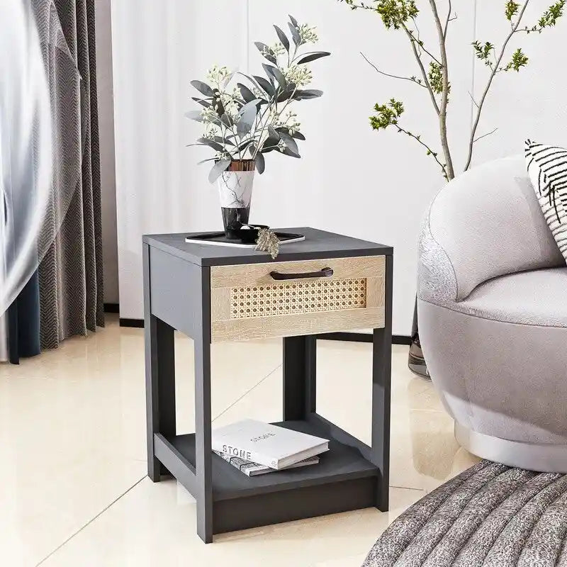15.75 Wood Nightstand with Storage Drawer End Table living Room