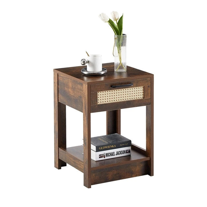Table de chevet en bois de 15,75 po avec tiroir de rangement, table d'appoint pour salon