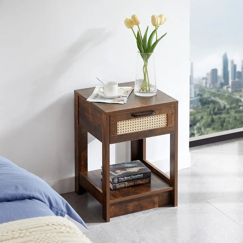 Table de chevet en bois de 15,75 po avec tiroir de rangement, table d'appoint pour salon