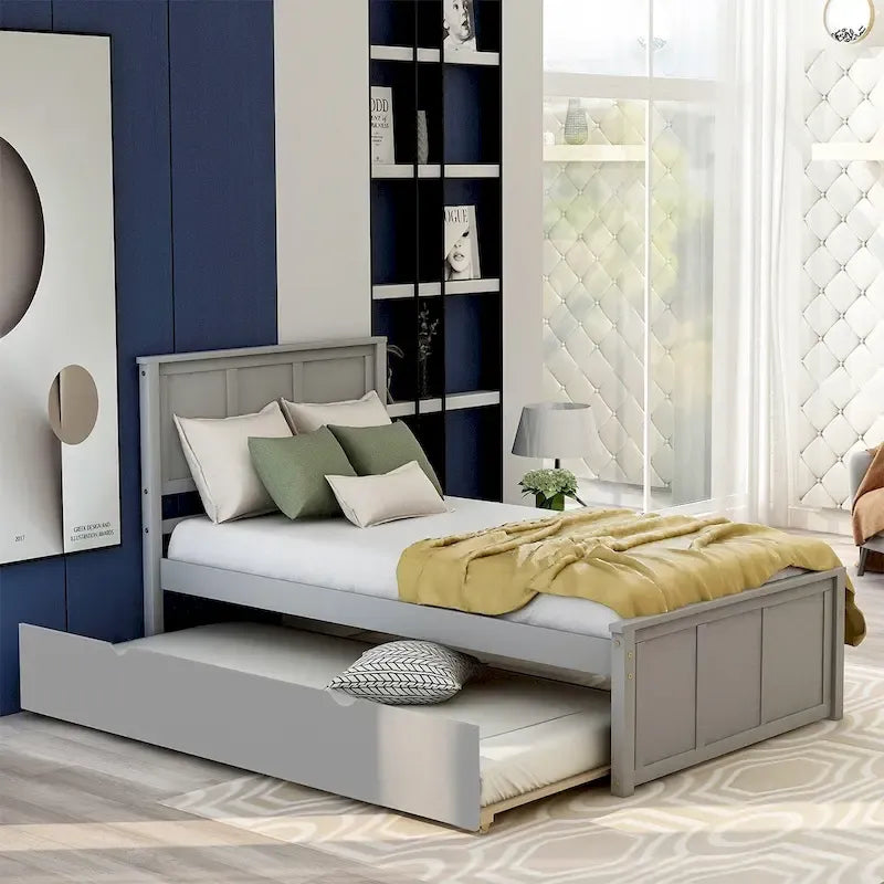 Lit plate-forme Merax une place avec lit gigogne