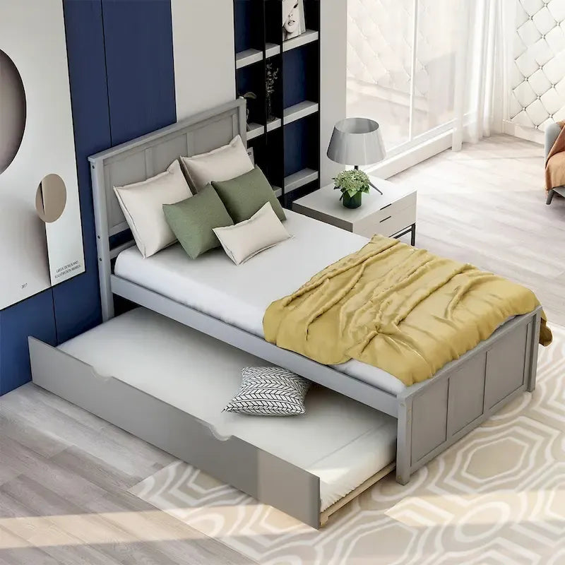 Lit plate-forme Merax une place avec lit gigogne