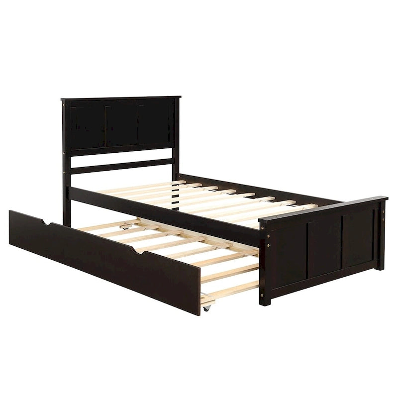 Lit plate-forme Merax une place avec lit gigogne