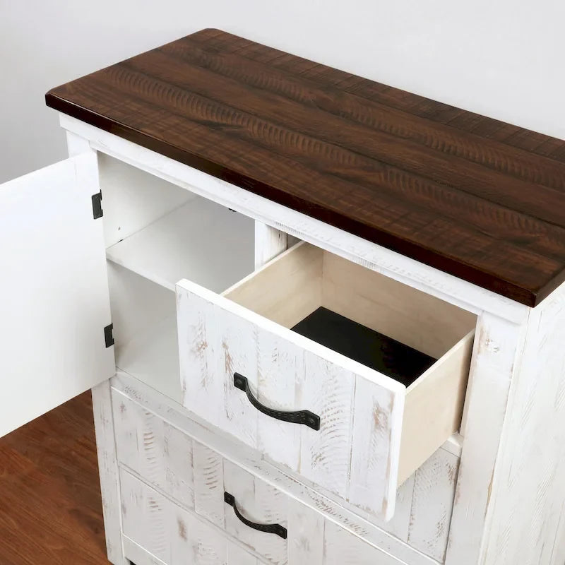 Ensemble de chambre à coucher 3 pièces en pin blanc Ynez Farmhouse avec port USB par Furniture of America